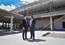 Ariel Sujarchuk y el ministro de Educación, Nicolás Trotta, recorrieron el colegio Cereijo y el Polo de Educación Superior