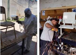El Taller Municipal de Oficios reparó mobiliario escolar de colegios públicos del distrito