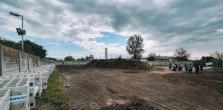 Ramil recorrió el predio donde se construye la fábrica de viviendas de la organización social TECHO