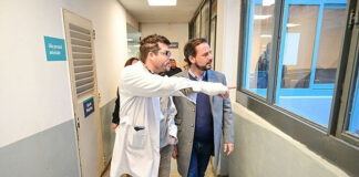 Ariel Sujarchuk recorrió las obras de remodelación del sector de Neonatología del Hospital Erill